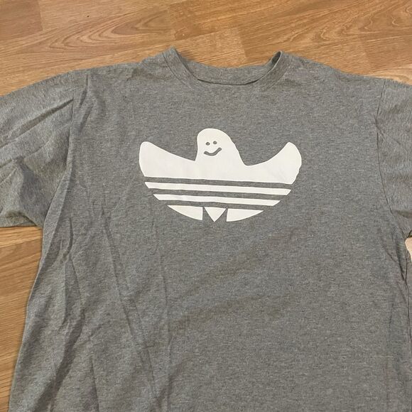 Adidas x Mark Gonzales Gonz Shmoo T Shirt Sz Large Grey Ghost Skateboard Trefoil - Picture 3 of 7